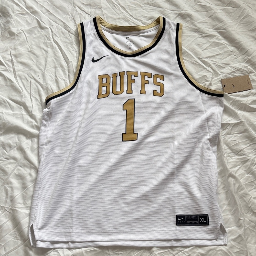 Brand New Nike CU Buffs White and Gold Basketball Jersey